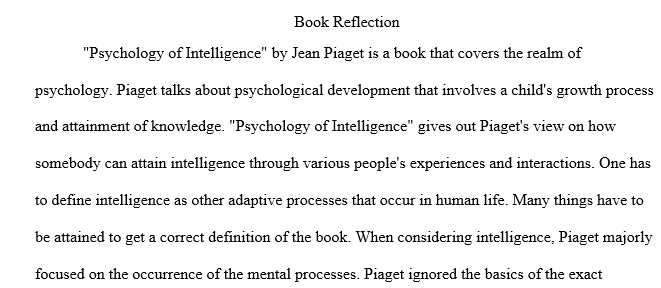 Your reaction to the book The Psychology of Intelligence Jean