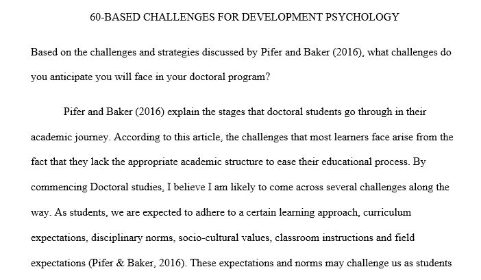 Based on the challenges and strategies discussed by Pifer and Baker (2016), what challenges do you anticipate
