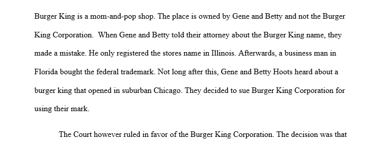 Burger King, the national franchise, is banned from opening a restaurant within 20 miles 