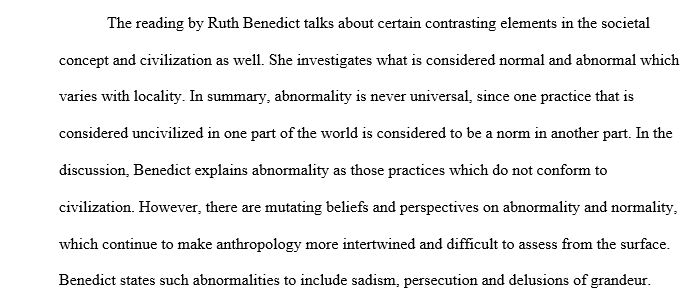 Anthropology and the Abnormal” by Ruth Benedict 