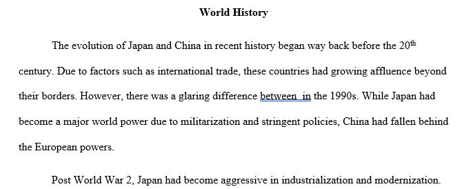 The prompt is 'Why did Japan become a major world power toward the turn of the 20th century, while China fell to the European powers?