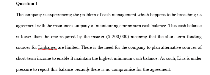 Accounting problem that the Linbarger Company faces