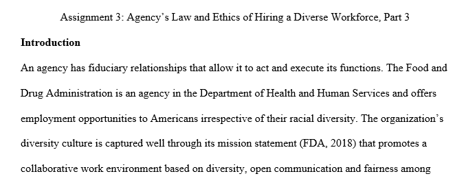 Agency’s approach to ethics and diversity training programs 