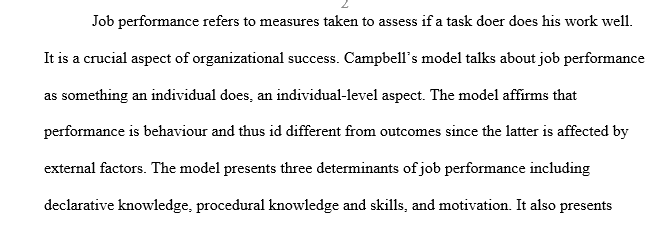 Campbell’s model of performance 