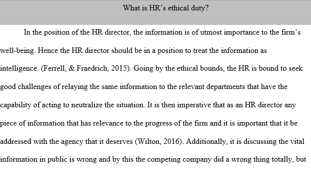 HR’s ethical duty