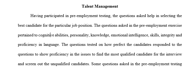 Have you ever participated in pre-employment testing