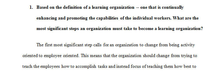 Based on the definition of a learning organization 