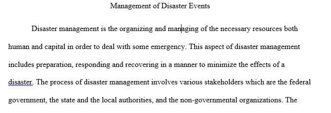 Management of Disaster Events gleaned from the IS courses