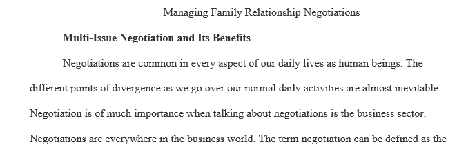 Managing Family Relationships in a Negotiation 