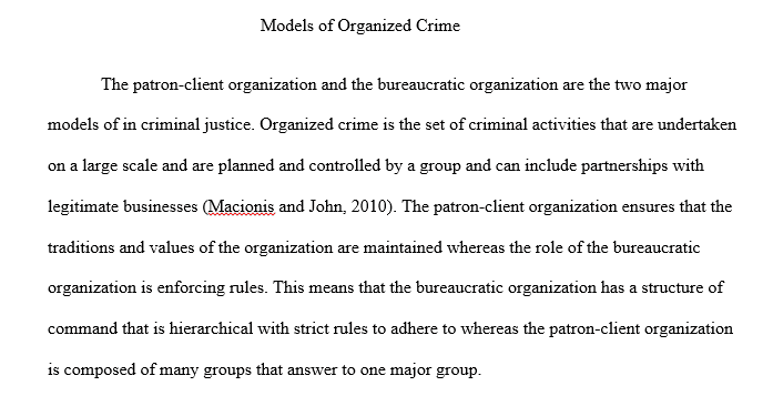 Models of Organized Crime Executive Summary