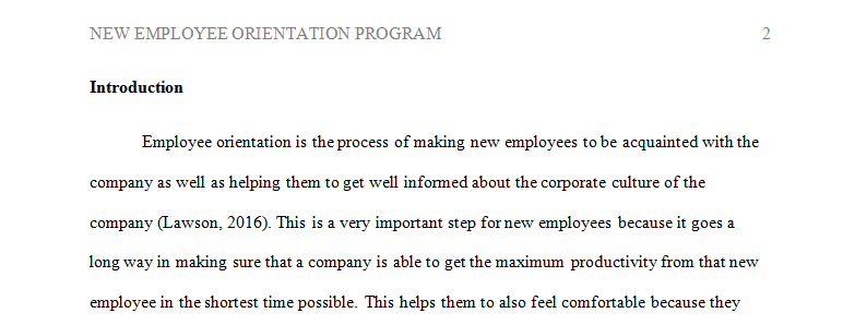 New Employee Orientation Program