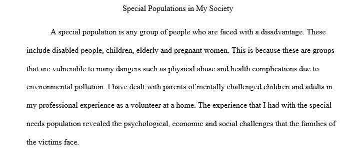 Professional experiences with special populations