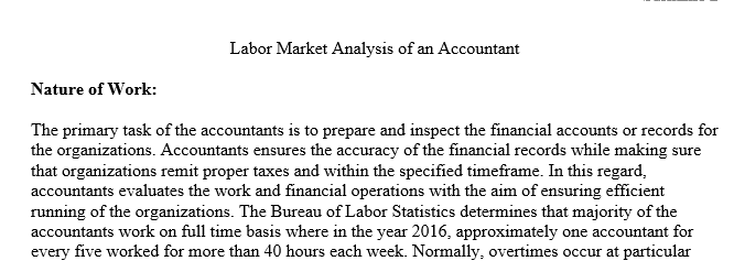 Report on labor market analysis emphasis on accountant