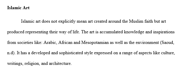 Summary of arts of islam and Africa