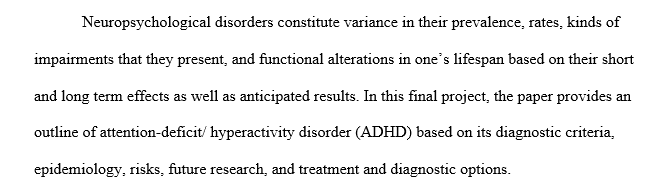 Analysis of the neuropsychological disorder