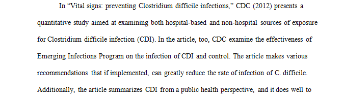 Clostridium difficile infection Article Review