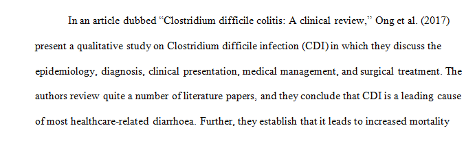 CLOSTRIDIUM DIFFICILE INFECTION ARTICLE REVIEW