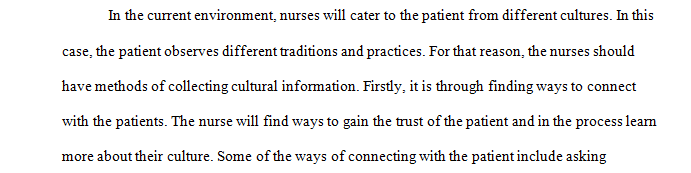 What are the methods a nurse can use to gather cultural information from patients