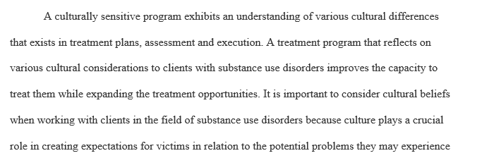 Cultural considerations when working with clients in the substance use disorder