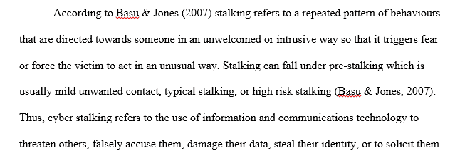 Cyber-stalking legislation: 