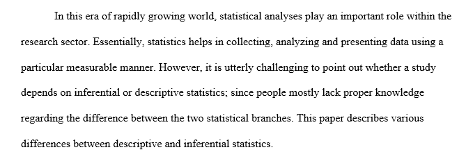 Descriptive and inferential statistics
