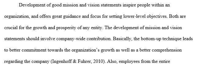 Development of the vision and mission statements