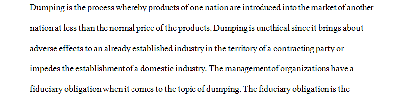  Product Dumping