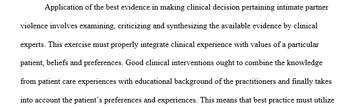 Evidence-Based Practice on Intimate Partner Violence