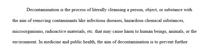 Field and hospital based decontamination protocols.