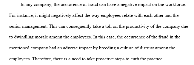 Fraud resulting in low morale and a high level of distrust