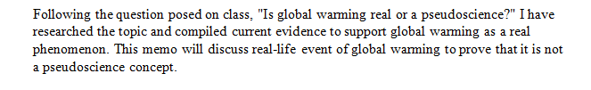 Global Warming Real, or Pseudoscience