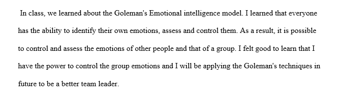 Goleman’s Emotional Intelligence model