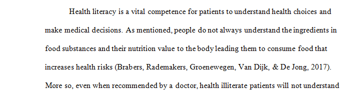 Health literacy is important in the context of nutrition 