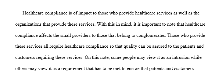 Healthcare compliance