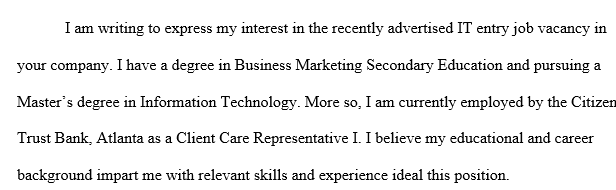 IT Cover Letter and Resume