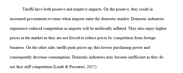 Impact of tariffs on international trade