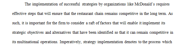 Implementing and formulating a strategy