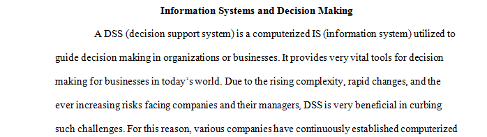 Information Systems and Decision Making 