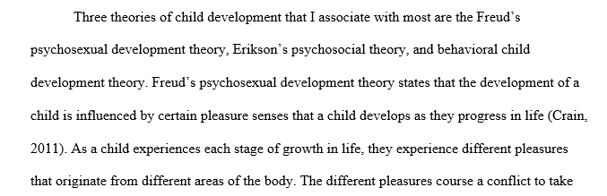 Key components of three child development learning theories