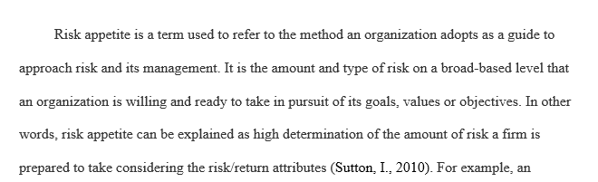 Organizational Risk Appetite and Risk Assessment