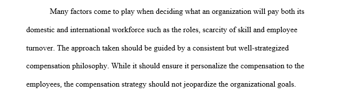 Organization’s compensation philosophy and strategy 