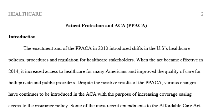 Patient Protection and ACA 