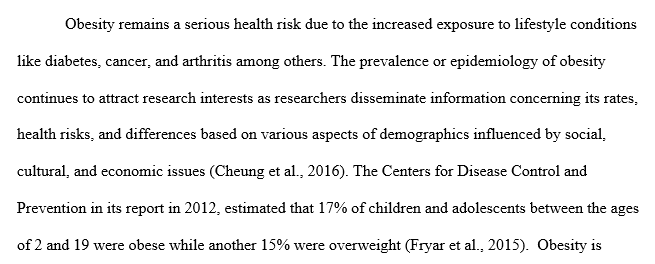 Prevalence of Obesity in Adolescents and Children