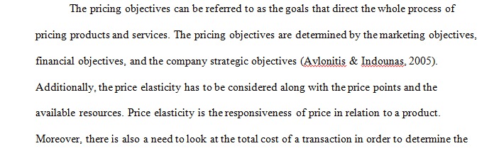 pricing objectives. 