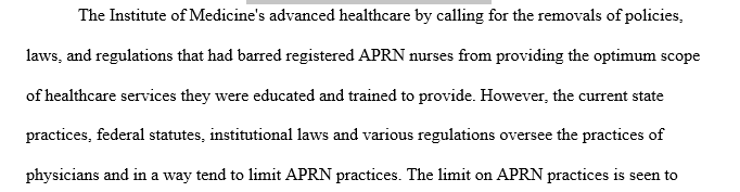Restrictions on APRN practices