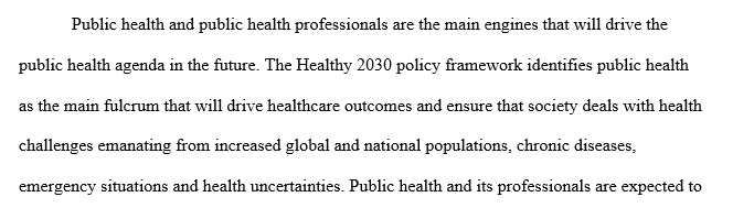 Role for public health or health education professionals in 2030