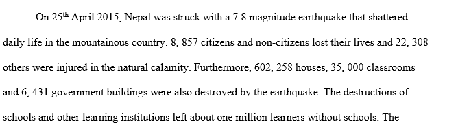 Social impact of Nepal Earthquake 