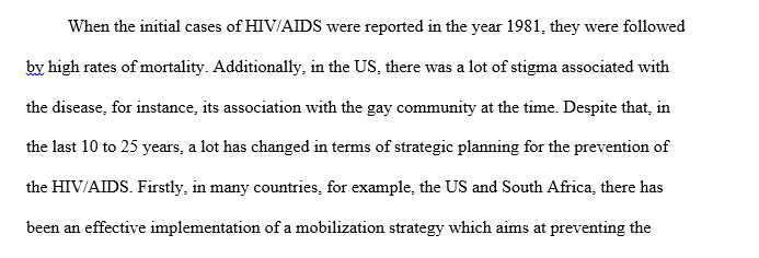 Strategic planning for HIV/AIDS prevention