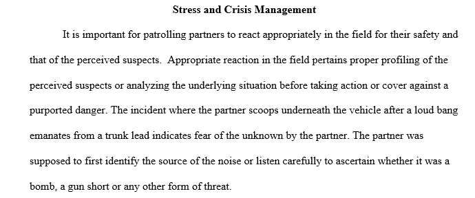 Stress and Crisis Management