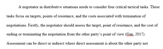 Tactical Tasks in Distributive Situations